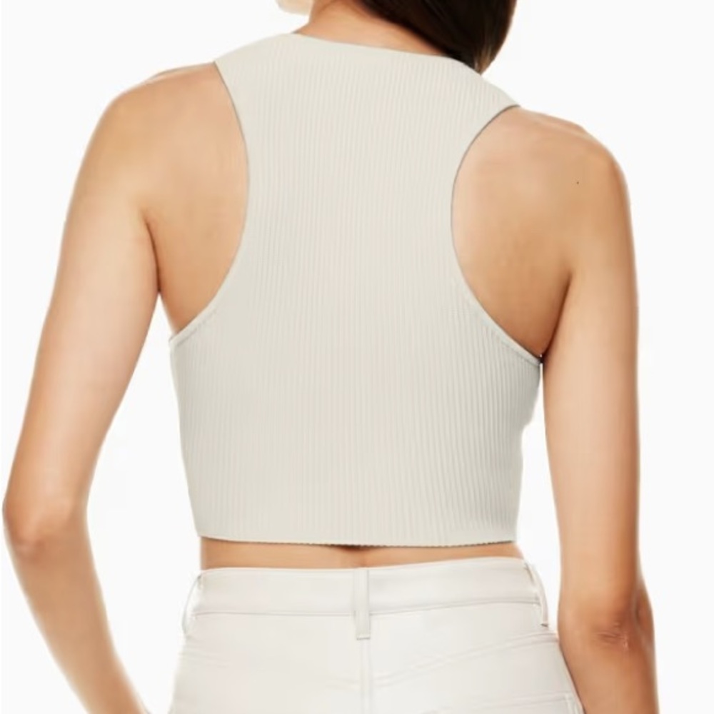 Aritzia Cream Ribbed Cropped Tank - Picture 3 of 8